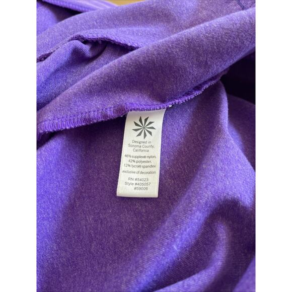 Athleta Rishi Hooded Jacket Womens M Purple Long Sleeve Full Zip Ruched Pockets - Picture 9 of 9